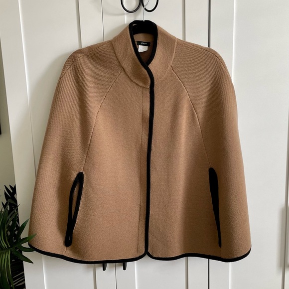 J. Crew Jackets & Blazers - J. Crew 100% Merino Wool Tan and Black Cape Sz S